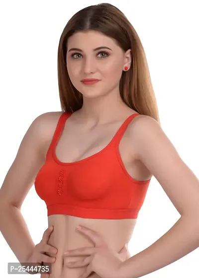 Stylish Red Cotton Solid Bras For Women-thumb3