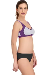 Stylish Cotton Purple Bra And Panty Set For Women-thumb1