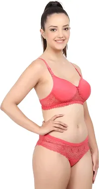 Stylish Cotton Red Bra And Panty Set For Women-thumb1