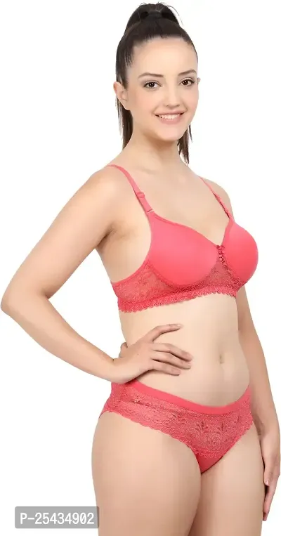 Stylish Cotton Red Bra And Panty Set For Women-thumb2