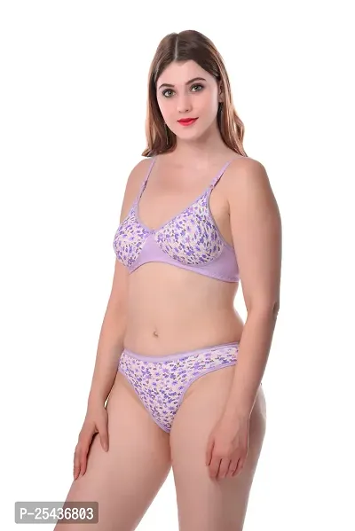 Stylish Cotton Purple Bra And Panty Set For Women-thumb3