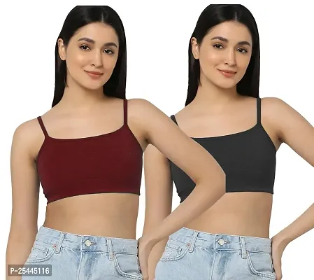 Stylish Multicoloured Cotton Solid Bras For Women Pack Of 2