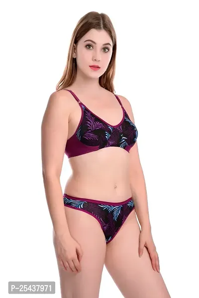 Stylish Cotton Maroon Bra And Panty Set For Women-thumb2