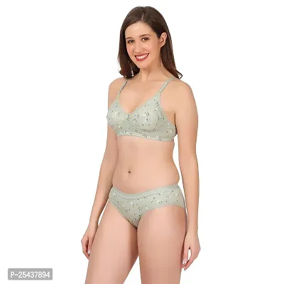 Stylish Cotton Green Bra And Panty Set For Women-thumb3