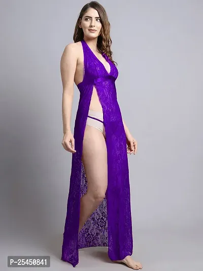 Stylish Purple Net Bridal Baby Dolls For Women-thumb2