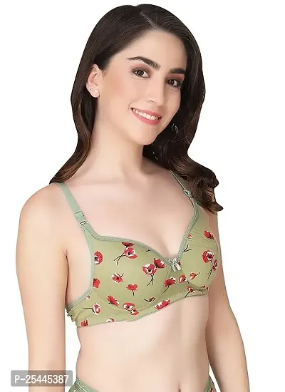 Stylish Green Cotton Printed Bras For Women-thumb2