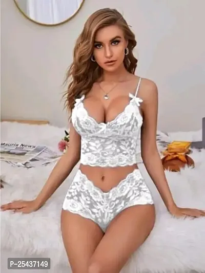 Stylish Cotton White Bra And Panty Set For Women-thumb0