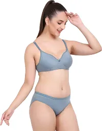 Stylish Cotton Blue Bra And Panty Set For Women-thumb1