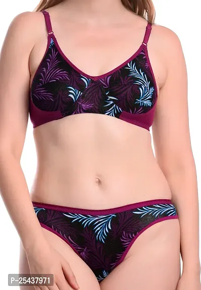 Stylish Cotton Maroon Bra And Panty Set For Women-thumb5