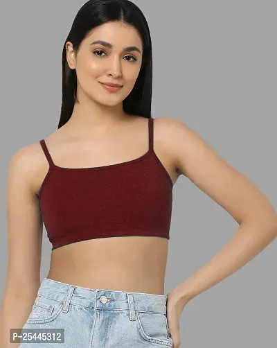 Stylish Maroon Cotton Solid Bras For Women
