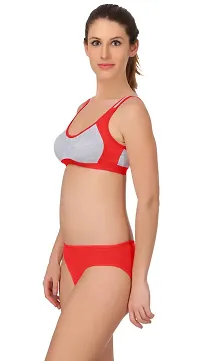 Stylish Cotton Red Bra And Panty Set For Women-thumb2