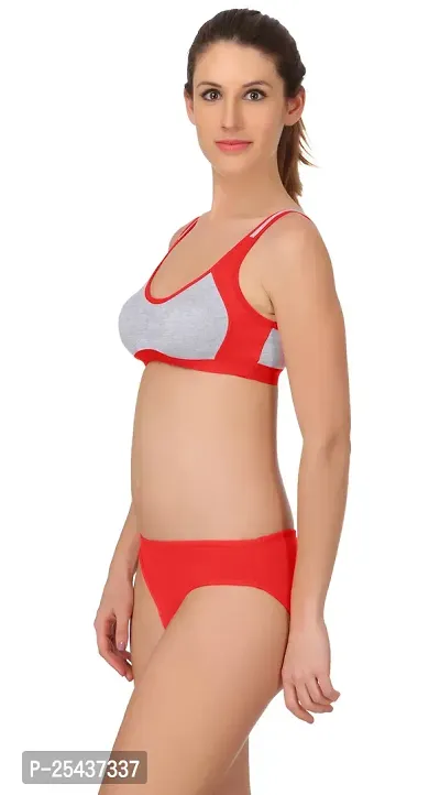 Stylish Cotton Red Bra And Panty Set For Women-thumb3