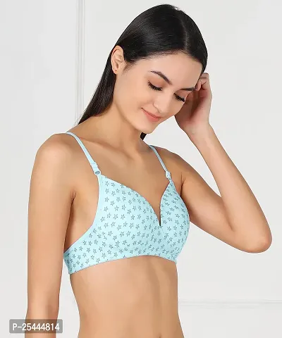 Stylish Blue Cotton Printed Bras For Women-thumb2