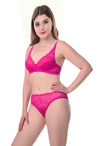 Stylish Cotton Pink Bra And Panty Set For Women-thumb2