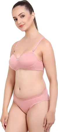 Stylish Cotton Pink Bra And Panty Set For Women-thumb2