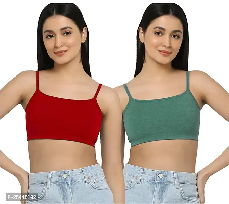 Stylish Multicoloured Cotton Solid Bras For Women Pack Of 2-thumb0