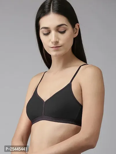 Stylish Black Cotton Solid Bras For Women-thumb3