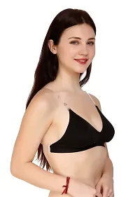 Stylish Black Cotton Solid Bras For Women-thumb1