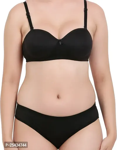 Stylish Cotton Black Bra And Panty Set For Women-thumb5