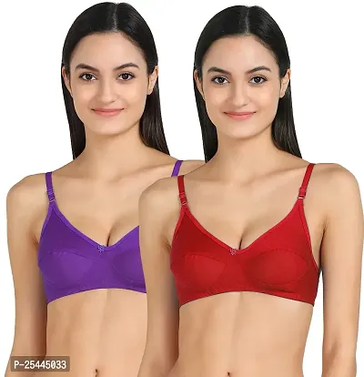 Stylish Multicoloured Cotton Solid Bras For Women Pack Of 2-thumb0