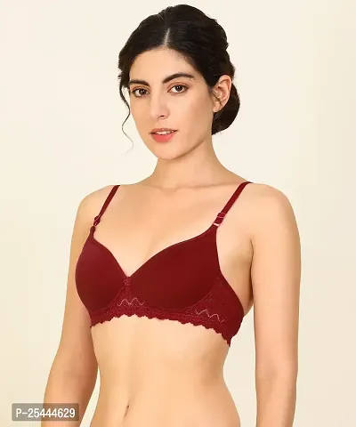 Stylish Maroon Cotton Solid Bras For Women-thumb3