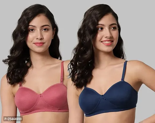 Stylish Multicoloured Cotton Solid Bras For Women Pack Of 2-thumb0