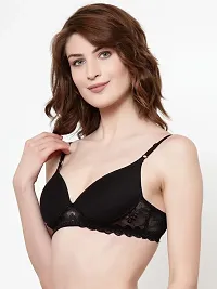 Stylish Black Cotton Solid Bras For Women-thumb2