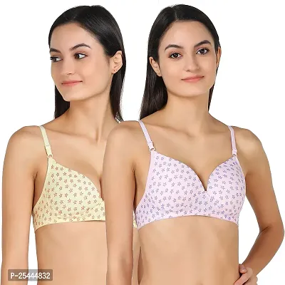 Stylish Multicoloured Cotton Printed Bras For Women Pack Of 2-thumb0