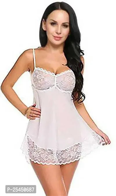 Stylish White Net Bridal Baby Dolls For Women-thumb2