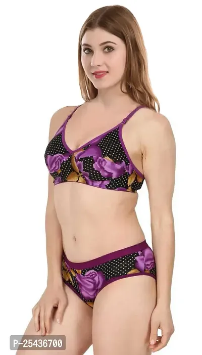 Stylish Cotton Purple Bra And Panty Set For Women-thumb3