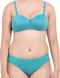 Stylish Cotton Dark Blue Bra And Panty Set For Women-thumb4