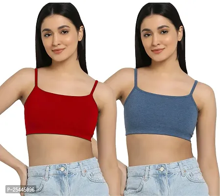 Stylish Multicoloured Cotton Solid Bras For Women Pack Of 2