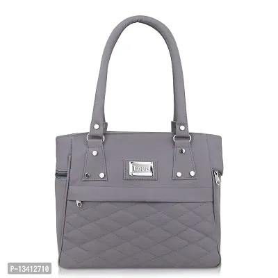 Stylish Grey Pu Self Pattern Handbags For Women-thumb0