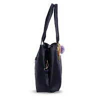 Stylish Black Pu Self Pattern Handbags For Women-thumb3