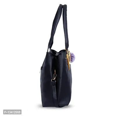 Stylish Black Pu Self Pattern Handbags For Women-thumb4