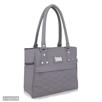 Stylish Grey Pu Self Pattern Handbags For Women-thumb2