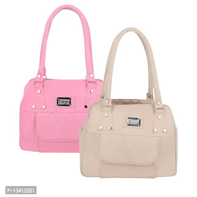 Stylish Multicoloured Pu Self Pattern Handbags For Women Pack Of 2