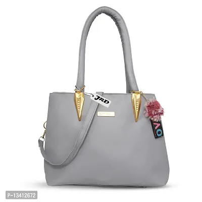 Stylish Grey Pu Self Pattern Handbags For Women