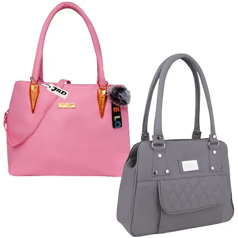 Stylish Pu Self Pattern Handbags For Women Pack Of 2