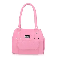 Stylish Pink Pu Self Pattern Handbags For Women-thumb3