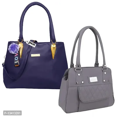 Stylish Multicoloured Pu Self Pattern Handbags For Women Pack Of 2