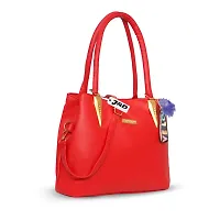 Stylish Red Pu Self Pattern Handbags For Women-thumb1