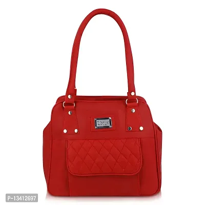 Stylish Red Pu Self Pattern Handbags For Women-thumb0