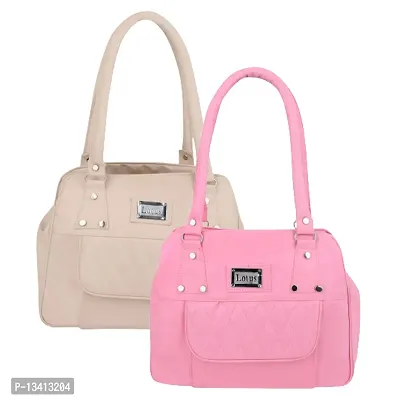 Stylish Multicoloured Pu Self Pattern Handbags For Women Pack Of 2