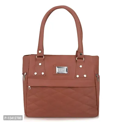 Stylish Brown Pu Self Pattern Handbags For Women-thumb0