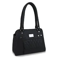 Stylish Black Pu Self Pattern Handbags For Women-thumb1