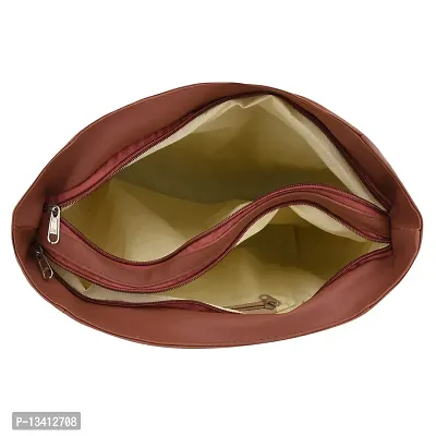 Stylish Brown Pu Self Pattern Handbags For Women-thumb5