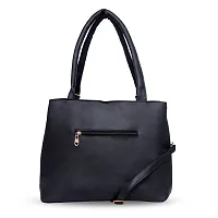 Stylish Black Pu Self Pattern Handbags For Women-thumb2