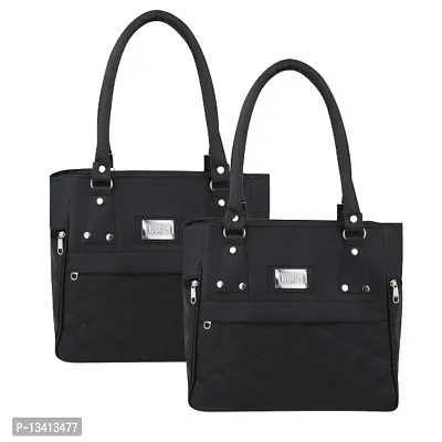 Stylish Multicoloured Pu Self Pattern Handbags For Women Pack Of 2