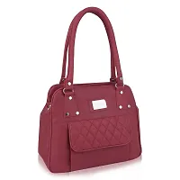 Stylish Maroon Pu Self Pattern Handbags For Women-thumb1